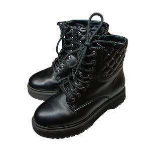 Sonoma Girls Black Combat Boots w/ Quilted Stud Detail | Size 1